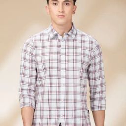 Being Human White Slim Fit Checks Shirt-image-76