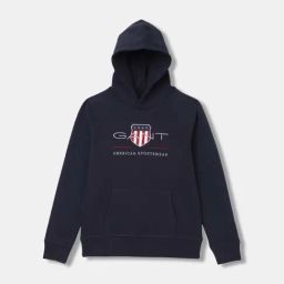 Gant Kids Navy Embroidered Full Sleeves Hoodie-image-74
