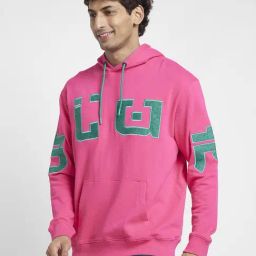 Being Human Pink Regular Fit Self Pattern Hooded Sweatshirt-11