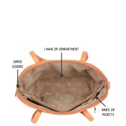Baggit Tan Textured Medium Bowler Bag image 4