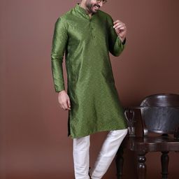 PulseIQ Men Jacquard Straight Kurtas-image-65