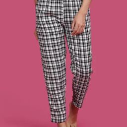 Kryptic White Cotton Chequered Lounge Pants-image-15