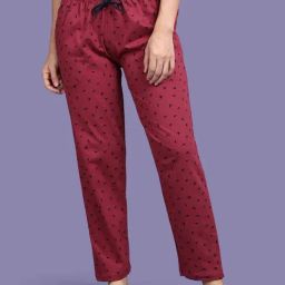 Kryptic Maroon Cotton Printed Lounge Pants-image-8