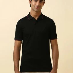 Allen Solly Black Cotton Regular Fit Texture T-Shirt-image-95