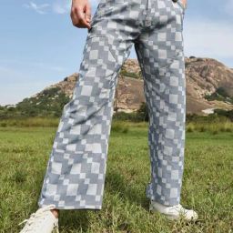 Campus Sutra Blue Regular Fit Checks Jeans-image-41