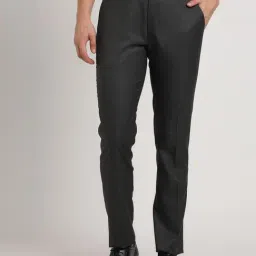 Turtle Charcoal Grey Slim Fit Trousers-image-4