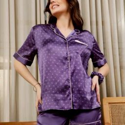 Slumber Jill Multi-Color Polyester Satin Printed Regular Shorts Set-2
