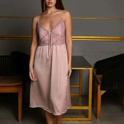 Odette Pink Plain Night Dress-image-65