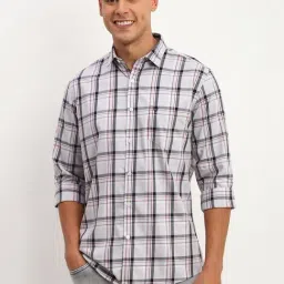 Allen Solly Grey Cotton Slim fit Checks Casual Shirt-picture-14