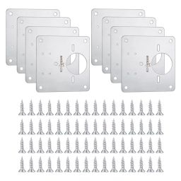 Amici Tools Hinge Repair Plate with Screw Stainless Steel 9x9 cm With Hole Type for Furniture, Shelves, Cabinet Protection, 0922ZK4VB4R (Pack of 8)-48