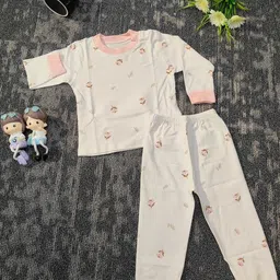 Zankhi Kids-Unisex Peach Pure Cotton Clothing Set-picture-8