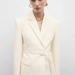 MANGO Single-Breasted Blazer With a Belt Fastening-image-17