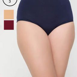 Clovia Multi Pack Of 3 100% Cotton High Waist Outer Elastic Hipster Panty-image-20