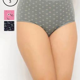 Clovia Multi Pack Of 3 Cotton Spandex High Waist Outer Elastic Hipster Panty-image-73