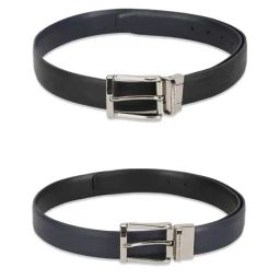 Louis Philippe Black Leather Solid Reversible Belt-image-89
