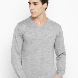 John Players Men Grey Melange Solid Sweater-image-39