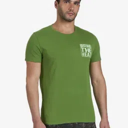 Domyos By Decathlon Green Cotton Regular Fit T-Shirt-image-4