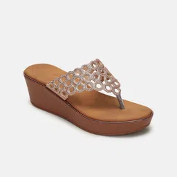 Marc Loire Women Embellished PU Party Flatform Sandals-image-90