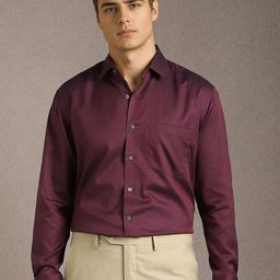 Luxure by Louis Philippe Men Solid Spread Collar Pure Cotton Formal Shirt-picture-49