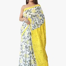 JALTHER Floral Pure Cotton Block Print Saree-47