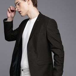 Allen Solly Self Design Textured Slim fit Single-Breasted Smart Casual Blazer-picture-30