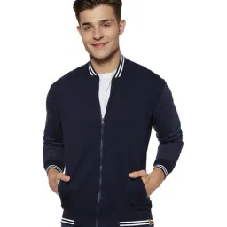 Campus Sutra Blue Solid Jacket-image-79