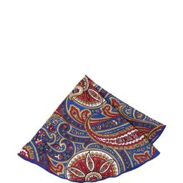 Peter England Blue & Red Paisley Polyester Pocket Round-image-2