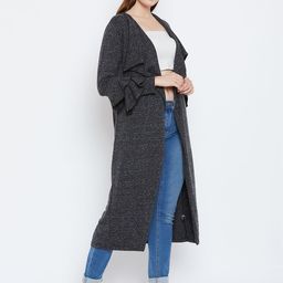 Hypernation Charcoal Grey Solid Open Front Shrug image 2