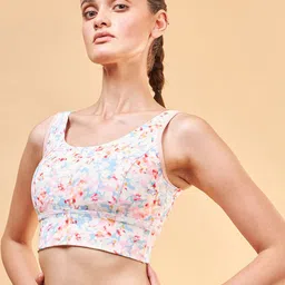 Enamor Floral Printed Full Coverage Removable Padding Workout Bra With Anti Microbial-picture-19