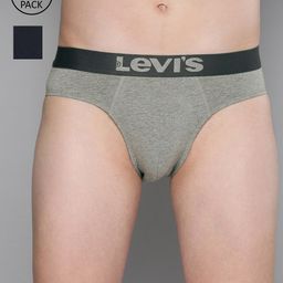 Levis Men Pack Of 2 Grey & Navy Blue Solid Briefs-picture-17