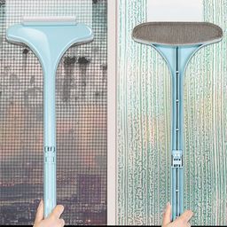 DOCAT 2 in 1 Window Cleaner Brush Double Sided Wet & Dry Dual Purpose Extendable Mesh Screen Cleaner for Window Countertop Sofa Couch (Blue) image 1