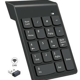 aargo tech Wireless Numeric Keypad 18Keys Portable Number Numpad with 2.4G for Laptop Computer PC Desktop- Black image 1
