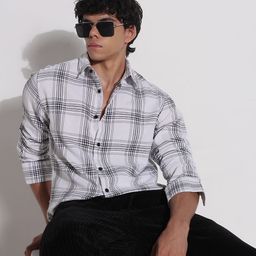 SHOWOFFFF Men Windowpane Checked Comfort Slim Fit Cotton Shirt-image-42