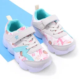 Cute Walk by Babyhug Velcro Closure Sneakers - White & Blue-picture-24