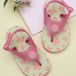 Babyoye Slip On Flip Flops with Back Strap Velcro Closure & Floral Print - Blue & Pink-picture-15