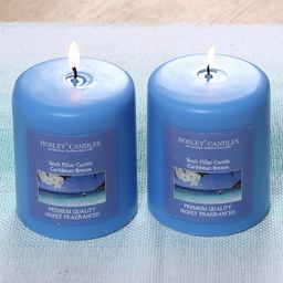 Hosley Pack of 2 Caribbean Breeze Fragrance Pillar Candles-10