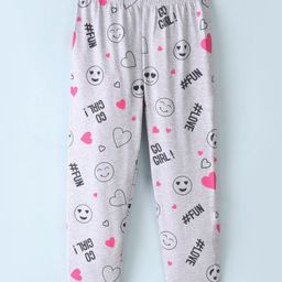 Doreme Cotton Single Jersey Knit Full Length Leggings Text Print - Heather Grey-image-28