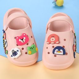 Oh! Pair Clogs with Back Strap Closure Penguin & Bear Applique -  Pink-image-46
