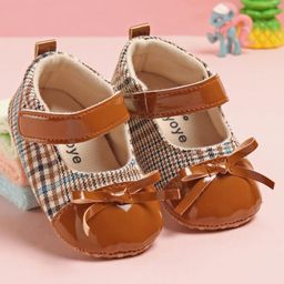 Babyoye Booties with Velcro Closure & Bow Applique -  Brown-10