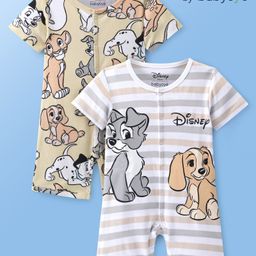 Babyoye Disney Interlock Knit Half Sleeves Romper With Dumbo Print Pack Of 2 - Multicolour-image-49