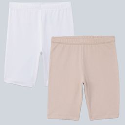 Charm n Cherish Pack Of 2 Solid Solid Shorts - White & Beige-image-86