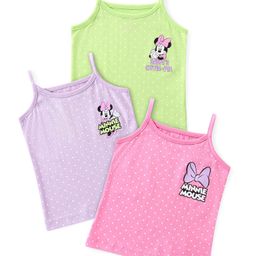 Babyhug Disney Singlet Sleeves Slips with Polka Dots & Minnie Mouse Print Pack of 3 - Pink Purple & Green-image-42