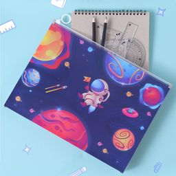 Space Printed Zipper Folder - Blue-image-57
