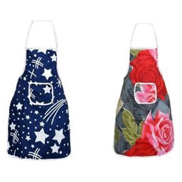 AAZEEM Cotton Abstract Kitchen Apron with Waterproof Back & Front Pockets Pack of 2 - Navy Blue & Red-12