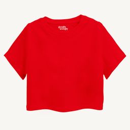 Guugly Wuugly Pure Combed Cotton Half Sleeves Solid Skin Friendly Crop Top - Red-image-56