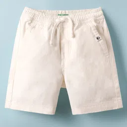 UCB Cotton Woven Above Knee Length Solid Colour Shorts - White-picture-45