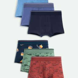 Ariel Cotton Blend Pack Of 6 Solid & Animals Printed Trunks - Multi Colour-image-36