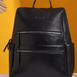VISMIINTREND Laptop Backpack Office Use, Travel, And Multi-Purpose Anti Theft Solid Vegan Leather Water Resistant Backpack Up to 17 Inch Laptop - Black - Height 17 Inches-image-80