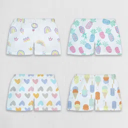 1st Step Boys Pack Of 4 Graphic Printed Cotton Regular Shorts-82