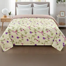 IVAZA Cream-Coloured Floral Microfiber AC Room 120 GSM Double Bed Comforter-image-39
